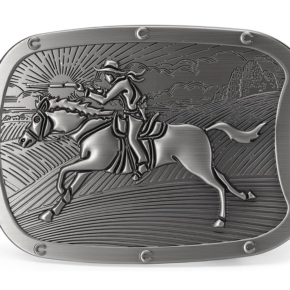Silver Horse Rider Belt Buckle